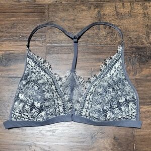 Victoria's Secret Gray and Ivory Lace Racerback Bralette